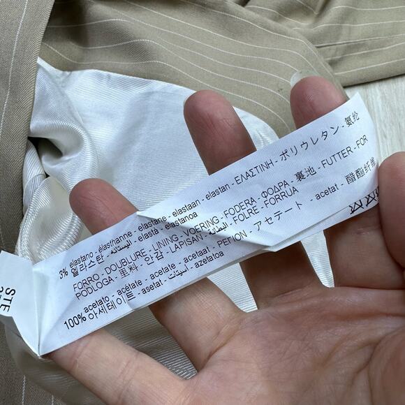 NWT Zara Beige Pin Stripe One Button Notch Lapel Trendy Chic Blazer Jacket Small - Picture 15 of 15